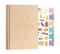 Lanpn Blank Recipe Book Cookbook to Write in Your Own Recipes, Waterproof A5 Empty Cooking Journal for 70 Recipes, Leather Cover Recipe Notebook with Stickers to Organize Your Family Recipes, Oat