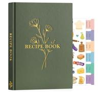 Lanpn Blank Recipe Book Cookbook to Write in Your Own Recipes, Waterproof B5 Empty Cooking Journal for 120 Recipes, Leather Cover Recipe Notebook with Stickers to Organize Your Family Recipes, Green
