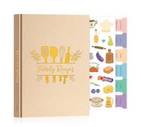 Lanpn Blank Recipe Book Journal for 70 Recipes, Waterproof A5 Empty Cooking Notebook to Write in Your Own Recipes, Leather Cover Cookbook with Stickers to Organize Your Family Recipe, Oat