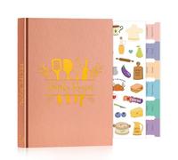 Lanpn Blank Recipe Book Journal for 70 Recipes, Waterproof A5 Empty Cooking Notebook to Write in Your Own Recipes, Leather Cover Cookbook with Stickers to Organize Your Family Recipe, Rose
