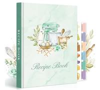 Lanpn Blank Recipe Book Journal for 70 Recipes, Waterproof B5 Empty Cooking Notebook to Organize Your Family Recipe, Leather Cover Cookbook with Stickers to Write in Your Own Recipes, Green