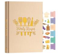 Lanpn Blank Recipe Book Journal for 70 Recipes, Waterproof B5 Empty Cooking Notebook to Write in Your Own Recipes, Leather Cover Cookbook with Stickers to Organize Your Family Recipe, Oat