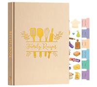 Lanpn Blank Recipe Book Journal for 70 Recipes, Waterproof B5 Empty Cooking Notebook to Write in Your Own Recipes, Leather Cover Cookbook with Stickers to Organize Your Family Recipe, Oat