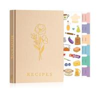 Lanpn Blank Recipe Book Journal to Write in Your Own Recipes, A5 Leather Cover Waterproof Empty Cooking Notebook for 70 Recipes, Cookbook with Stickers to Organize Your Family Recipe, Oat