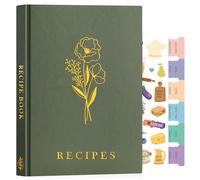 Lanpn Blank Recipe Book Journal to Write in Your Own Recipes, B5 Leather Cover Waterproof Empty Cooking Notebook for 70 Recipes, Cookbook with Stickers to Organize Your Family Recipe, Green