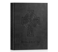 Lanpn Christian Bible Prayer Journal for Men, 3 Months Daily Devotional Journals, Bible Study Notebook with Scripture Verse for Church Pray Notes, Religious Faith Gifts, Black Leather Hardcover