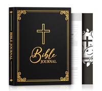 Lanpn Christian Bible Prayer Journal for Men, 3 Months Daily Devotional Journals, Bible Study Notebook with Scripture Verse for Church Pray Notes, Religious Faith Gifts (Black Leather Hardcover)