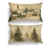 Lanpn Christmas Standard Pillowcase 20x30 Set of 2, House Forest Decorative Lumbar Pillow Cases 50x76cm Rectangle Accent Long Shams Throw Bed Cushion Covers Xmas Pillowcase Decor
