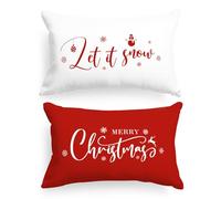 Lanpn Christmas Standard Pillowcase 20x30 Set of 2, Red Christmas Snowflake Decorative Lumbar Pillow Cases 50x76cm Rectangle Accent Long Shams Throw Bed Cushion Covers Xmas Pillowcase Decor