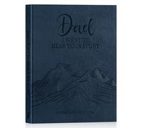 Lanpn Dad Life Story Journal with 300+ Questions, Dads Memory Keepsake Book to Fill Out Leather Father Story Guided Journal to Share Life & Love, Gifts for Daddy Father's Day Christmas Birthday (Blue)