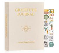 Lanpn Daily Gratitude Journal for Men Woman, 4 Month Mindfulness & Affirmation Planner, The 5 Minute Grateful Diary 20x23cm, Guided Reflection with Positivity Prompts Undated Notebook, Beige