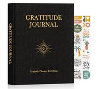 Lanpn Daily Gratitude Journal for Men Woman, 4 Month Mindfulness & Affirmation Planner, The 5 Minute Grateful Diary 20x23cm, Guided Reflection with Positivity Prompts Undated Notebook, Black