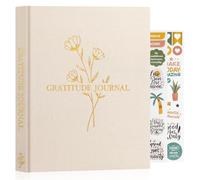 Lanpn Daily Gratitude Journal for Woman Men, 4 Month Mindfulness & Affirmation Planner, The 5 Minute Grateful Diary 20x23cm, Guided Reflection with Positivity Prompts Undated Notebook, Beige