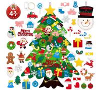 Lanpn DIY Felt Christmas Tree Set for Kids, 102 cm Lighted Xmas Tree with 41pcs Advent Calendar Santa Snowman Christmas Ornaments, Indoor Wall Hanging Decorations Xmas Gift for Children Toddler Kids