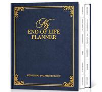 Lanpn End of Life Planner Death Organizer with Tabs, Final Wishes & Financial Estate Planning Journal, When I Die Journal for Senior, Before Death Life and Care Plan Book, Blue, Leather Hardcover