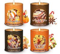 Lanpn Fall Scented Candles Gift Set, 4 Pack Soy Wax Jar Candle, Thanksgiving Aromatherapy Candles for Woman Man, Autumn Pumpkin Fragrance Home Table Farmhouse Decoration, Tabletop Centerpiece