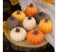 Lanpn Fall Scented Candles Gift Set 8 Pack, Pumpkin Shaped Spice Candle, Thanksgiving Aromatherapy Candles, Orange Soy Wax Votive Tea Lights, Autumn Home Farmhouse Table Decor Tabletop Centerpiece