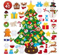 Lanpn Felt Christmas Tree Set with Christmas Snowman 3.3ft DIY Felt Christmas Tree for Children with 40 Pieces Removable Ornaments Hanging Decoration for Toddlers Christmas Home Door Wall Decoration
