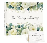 Lanpn Funeral Guest Book for Memorial Service, 100 Pages Celebration of Life Sign in Books for Guests, Funeral Favors Registry Book with Memory Table Sign, Leather Cover