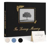 Lanpn Funeral Guest Book for Memorial Service, in Loving Memory Book for Funeral with Table Sign, Funeral Favors Sign in Books with Open Window for Guests Celebration of Life Guest Book, Black