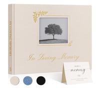 Lanpn Funeral Guest Book for Memorial Service, in Loving Memory Book for Funeral with Table Sign, Funeral Favors Sign in Books with Open Window for Guests Celebration of Life Guest Book, Beige