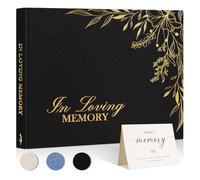 Lanpn Funeral Guest Book for Memorial Service, Linen in Loving Memory Registry Guest Book, Funeral Favors Sign in Books for Guests Celebration of Life Memory Book for Funeral with Table Sign, Black