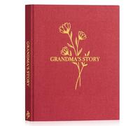 Lanpn Grandma Life Story Book Journal with 260+ Prompts, Linen Hardcover Grandmother Guided Journal Memory Keepsake Book to Fill Out, Birthday Mother's Day Christmas Grandmas Gift, Red