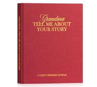 Lanpn Grandma Life Story Book Journal with 260+ Prompts, Linen Hardcover Grandmother Guided Journal Memory Keepsake Book to Fill Out, Mother's Day Birthday Christmas Grandmas Gift, Red