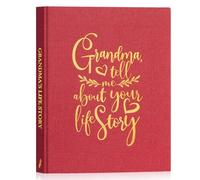 Lanpn Grandma Life Story Book Journal with 260+ Prompts, Linen Hardcover Grandmother Guided Journal to Fill Out Memory Keepsake Book, Birthday Mother's Day Christmas Grandmas Gift, Red