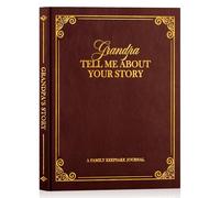 Lanpn Grandpa Life Story Book Journal with 270+ Prompts, Leather Hardcover Grandfather Guided Journal to Fill Out Memory Keepsake Book, Father's Day Birthday Christmas Grandpas Gift, Brown