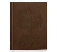 Lanpn Grandpa Life Story Book Journal with 270+ Prompts, Leather Hardcover Grandfather Guided Journal Memory Keepsake Book to Fill Out, Father's Day Birthday Christmas Grandpas Gift, Brown