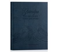 Lanpn Grandpa Life Story Book Journal with 270+ Prompts, Leather Hardcover Grandfather Guided Journal Memory Keepsake Book to Fill Out, Birthday Father's Day Christmas Grandpas Gift, Blue