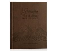 Lanpn Grandpa Life Story Book Journal with 270+ Prompts, Leather Hardcover Grandfather Guided Journal Memory Keepsake Book to Fill Out, Birthday Father's Day Christmas Grandpas Gift, Brown