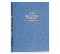 Lanpn Grandparents Life Story Journal Book with Prompts, Linen Legacy Journal Mom Dad Story Memory Keepsake Journal, Tell Me Your Life Story Memory Book to Fill Out, Grandpa Grandma Parent Gift,Blue