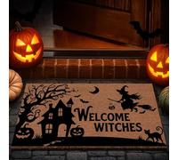 Lanpn Halloween Welcome Natural Coir Door Mat, Witches Coco Front Door Outdoor Doormat Outside Entrance Porch Non Slip Rubber Rug Autumn Thanksgiving Farmhouse Decor 76x43cm