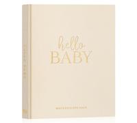 Lanpn Hello Baby First 5 Year Memory Book for Boy Girl - Linen Hardcover Baby Book Keepsake for New Parents - Newborn Baby Journal Scrapbook Photo Album Baby Milestone Book (Beige, 154 Pages)