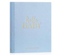 Lanpn Hello Baby First 5 Year Memory Book for Boy Girl - Linen Hardcover Keepsake for New Parents - Newborn Journal Scrapbook Photo Album Milestone Book (Blue, 154 Pages)