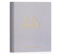 Lanpn Hello Baby First 5 Years Baby Journal for Girls and Boys - Linen Hardcover Baby Journal for New Parents Baby Book Baby Album Memory Book Gift (Grey, 154 Pages)