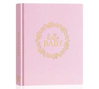 Lanpn Hello Baby Memory Book for Boy Girl - Linen Cover Baby Book Memories Keepsake for New Parents - Newborn Baby First 5 Year Journal Scrapbook Photo Album Baby Milestone Book (Pink, 154 Pages)