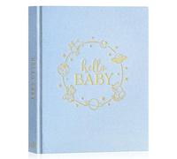 Lanpn Hello Baby Memory Book for Boy Girl - Linen Hardcover Keepsake for New Parents - First 5 Year Journal Scrapbook Photo Album Milestone Book (Blue, 154 Pages)