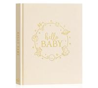Lanpn Hello Baby Memory Book - Linen Hardcover Keepsake for New Parents - Newborn to 5 Year Journal Scrapbook Photo Album Milestone Book (Beige, 154 Pages)