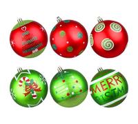 Lanpn Large Outdoor Christmas Baubles, 6Pcs Glittering Xmas Ornament Elf Ball Decoration, Big Red Green Christmas Tree Bulb Balls, 10cm Giant Plastic Hanging Decor for Lawn Yard Holiday Party