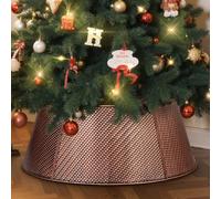 Lanpn Metal Christmas Tree Collar 50cm, Christmas Tree Ring Collar for Small Mini Pencil Xmas Stand Cover Real Artificial Trees Indoor Outdoor Decoration (Bronze, Twill Weave)