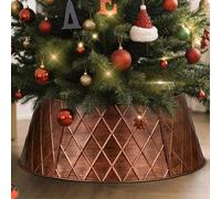 Lanpn Metal Christmas Tree Collar 70cm, Christmas Tree Ring Collar for Medium Xmas Stand Cover Real Artificial Trees Indoor Outdoor Decoration (Bronze, Diamond)