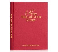 Lanpn Mom Life Story Book Guided Journal with 270+ Prompts, Linen Hardcover Mom Memory Keepsake Journal to Share Her Life & Love, Gift for Mom Mother's Day Birthday Christmas, Red