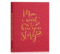 Lanpn Mom Life Story Guided Journal with 270+ Prompts, Linen Hardcover Mother Story Book Memory Keepsake Journal to Fill Out, Gift for Mom Mother's Day Birthday Christmas, Red