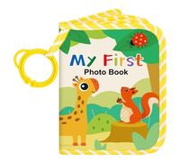 Lanpn My First Baby Photo Album Holds 17 4x6 Pictures, Soft Cloth Family Photo Book with Name Card Name Tag Stickers, Fabric Kid Memory Keepsake Gift for Baby Shower Newborn Toddler Boy Girl (Animal)