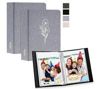 Lanpn Photo Album 3.5x5 50 Pictures 2 Packs, Small Mini Capacity Linen Photo Book Sets, Each Album Holds 50 Top Loading Vertical Only Picture for Kids Boys Girls (Grey)