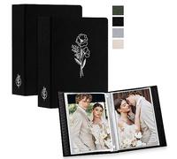 Lanpn Photo Album 3.5x5 50 Pictures 2 Packs, Small Mini Capacity Linen Photo Book Sets, Each Album Holds 50 Top Loading Vertical Only Picture for Kids Boys Girls (Black)