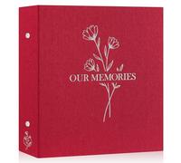 Lanpn Photo Album 6x4 Slip in, OUR MEMORIES Linen 600 Pockets Photo Albums Holds Landscape and Portrait 10x15cm Picture Red